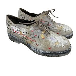 Studswar Graffiti Tie Up Shoes Oxford Women Size 36 Grunge Goth Whimsical Fairy